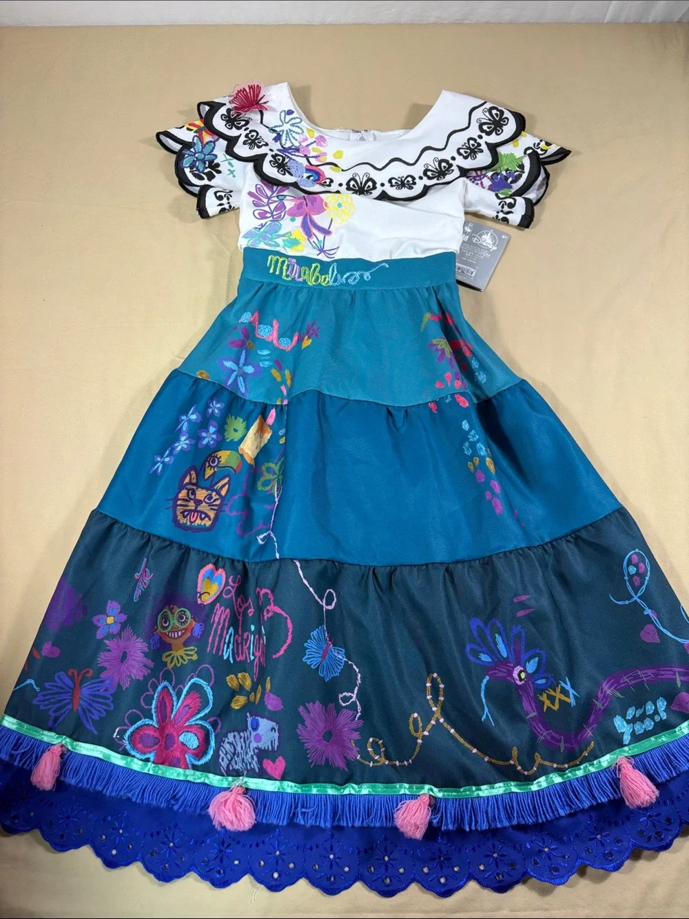 Disney Teal & White Floral Tiered Girls' Costume Dress